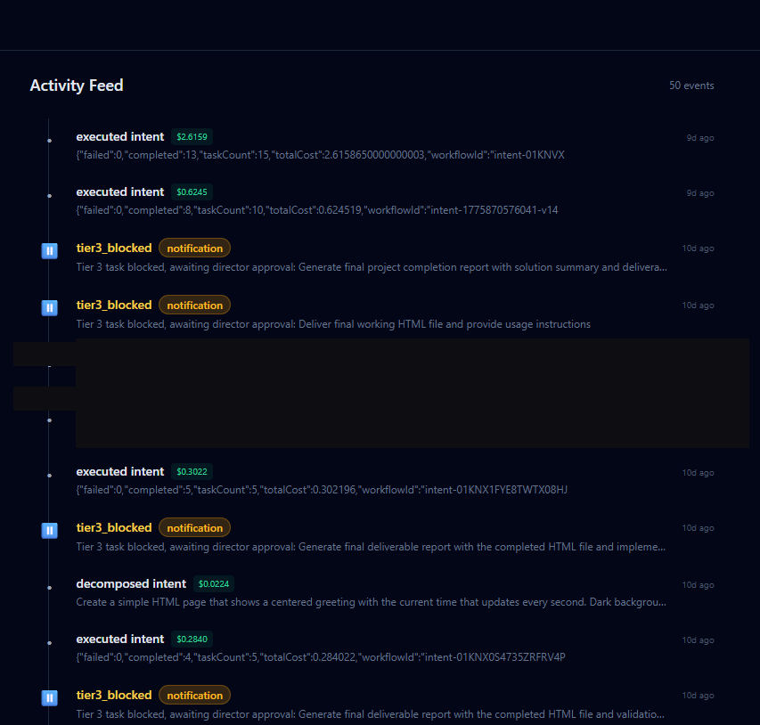 IntentOS activity feed